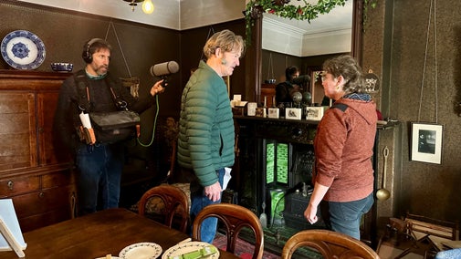 Podcast recording at Mr Straw's House